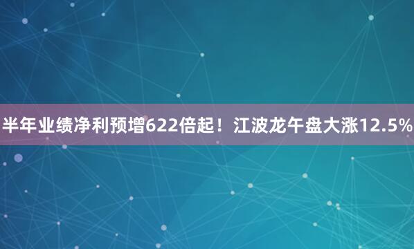 半年业绩净利预增622倍起！江波龙午盘大涨12.5%