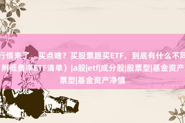 行情来了，买点啥？买股票跟买ETF，到底有什么不同？（附低费率ETF清单）|a股|etf|成分股|股票型|基金资产净值