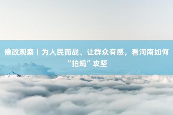 豫政观察丨为人民而战、让群众有感，看河南如何“拍蝇”攻坚