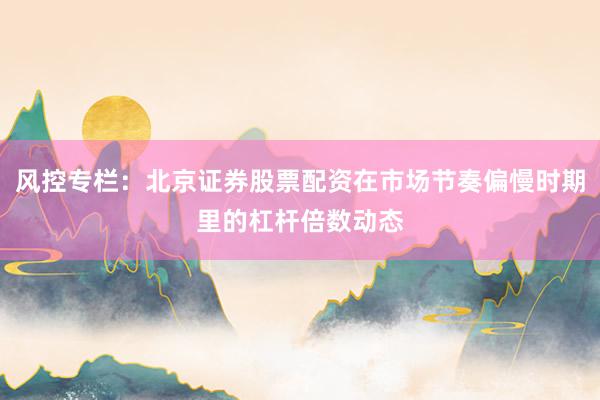 风控专栏：北京证券股票配资在市场节奏偏慢时期里的杠杆倍数动态