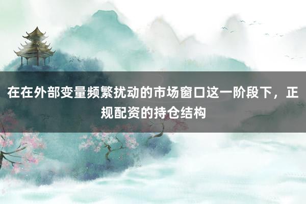 在在外部变量频繁扰动的市场窗口这一阶段下，正规配资的持仓结构