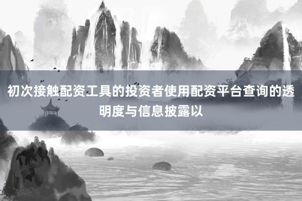 初次接触配资工具的投资者使用配资平台查询的透明度与信息披露以