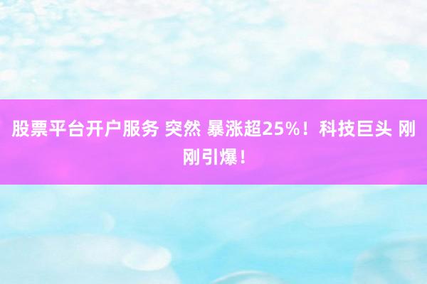 股票平台开户服务 突然 暴涨超25%！科技巨头 刚刚引爆！