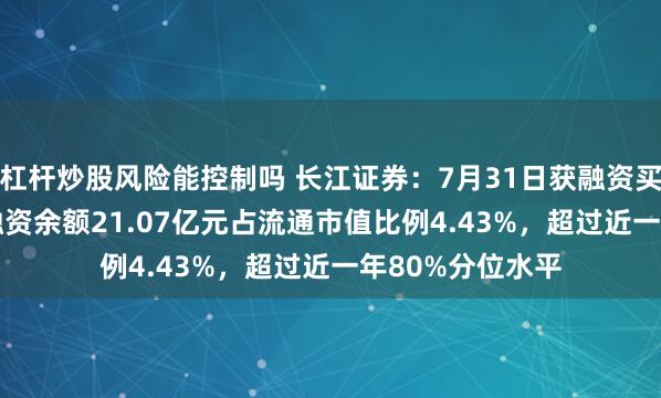 杠杆炒股风险能控制吗 长江证券:7月31日获融资买入1.18亿元,融资余额21.07亿元占流通市值比例4.43%,超过近一年80%分位水平
