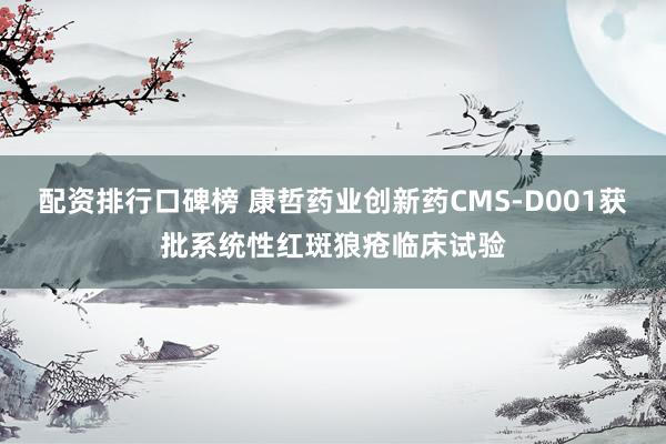 配资排行口碑榜 康哲药业创新药CMS-D001获批系统性红斑狼疮临床试验