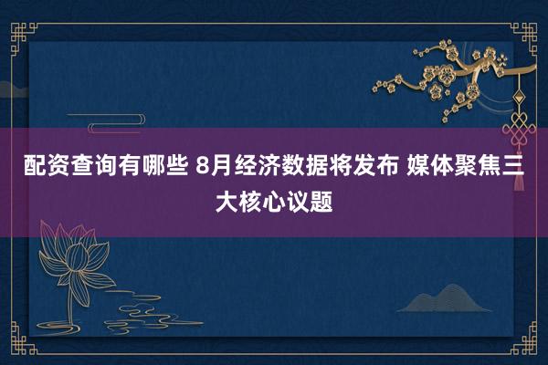 配资查询有哪些 8月经济数据将发布 媒体聚焦三大核心议题