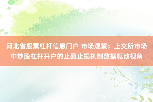 河北省股票杠杆信息门户 市场观察：上交所市场中炒股杠杆开户的止盈止损机制数据驱动视角